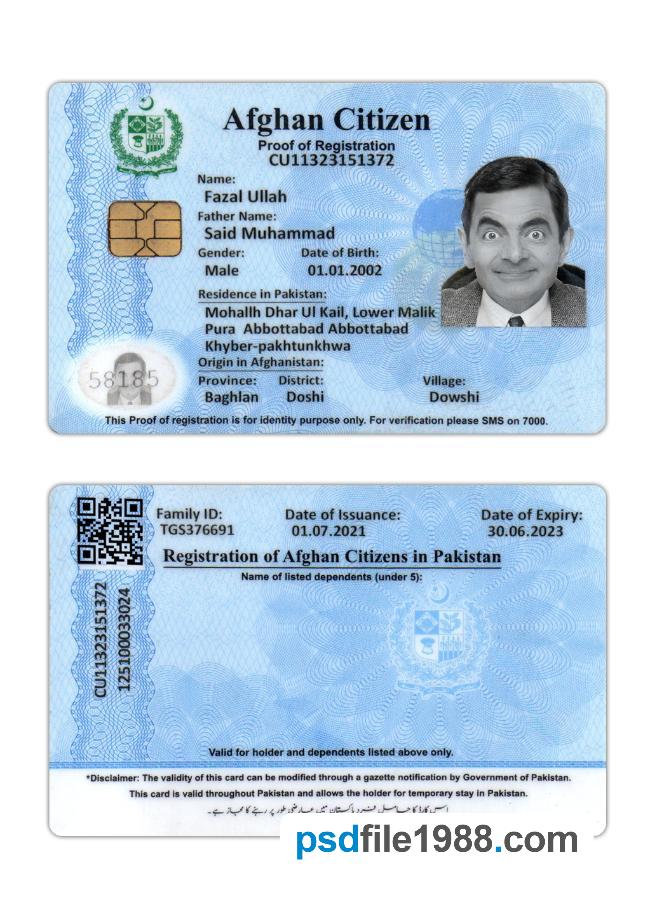 Afghan Citizen Proof of Registration
